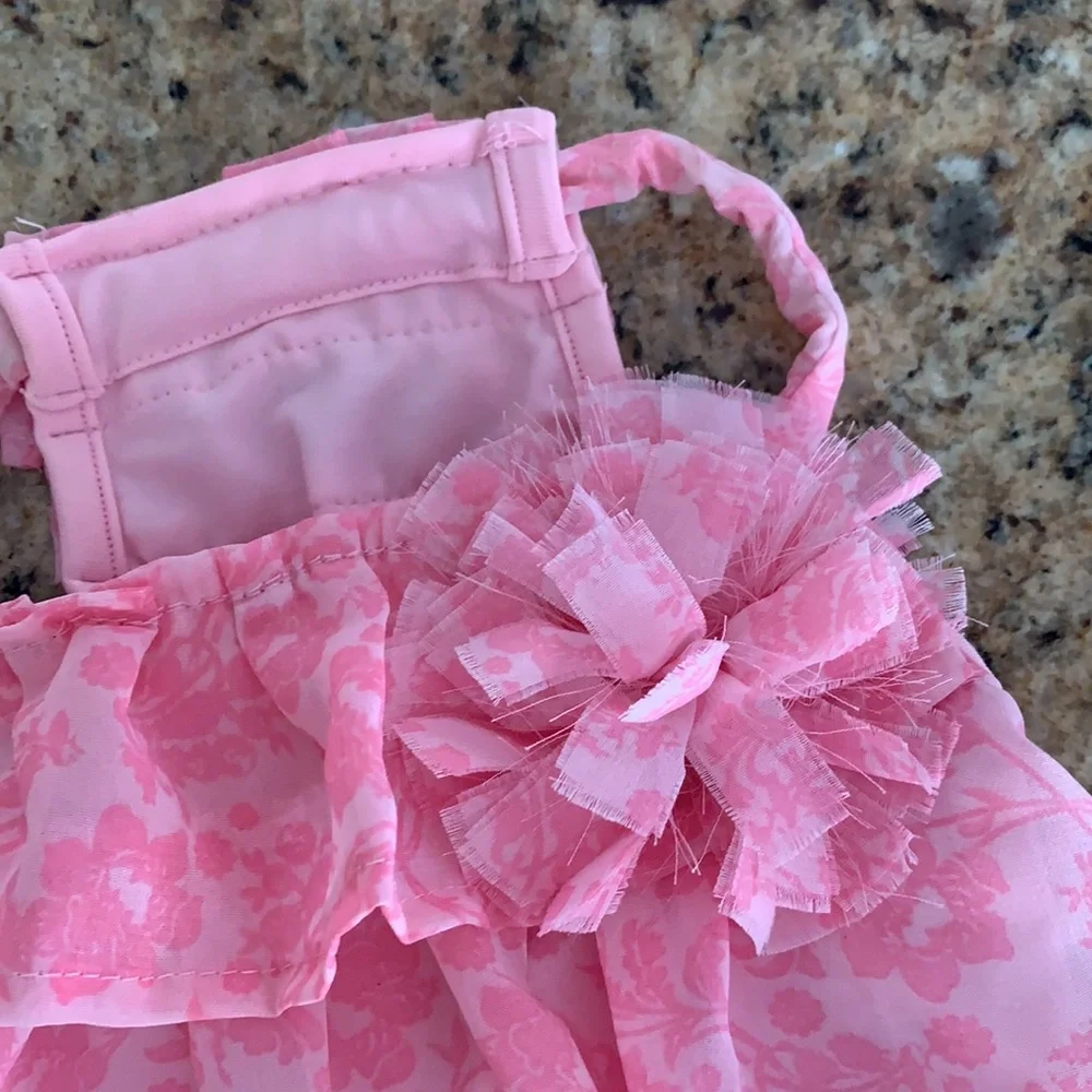 Dog pink tiered dress